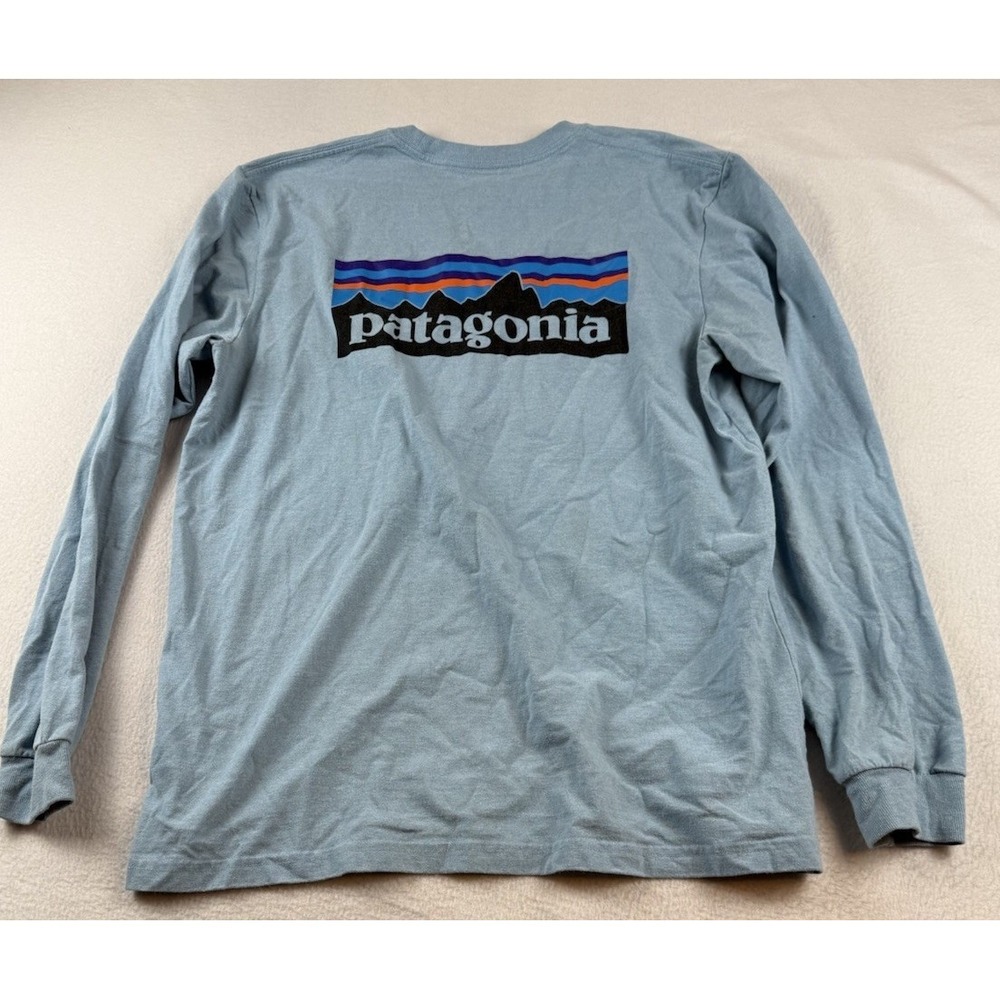 Patagonia Responsibili Tee Long Sleeve T-Shirt Logo Blue Men's M